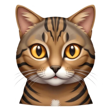 Cinematic Noble Grey and Black Brown Tabby Cat Portrait Emoji, Poised and regal, with sleek grey-brown fur featuring bold black tabby stripes and a distinct M-shaped marking on the forehead, bright amber eyes, Simplified yet sharp and sophisticated features, highly detailed, glowing with a soft, dignified glow, high shine, intelligent and graceful, stylized with an air of elegance, focused and attentive, soft glowing outline, capturing the essence of a watchful and refined feline, so majestic it feels as though it could glide across the screen with effortless confidence! sticker