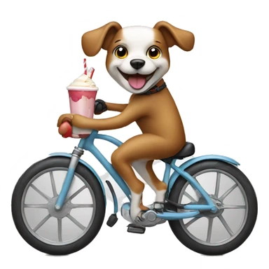 Dog on bike with milkshake  sticker