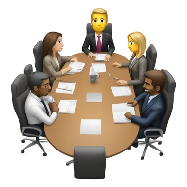 5 people business meeting sitting at a table sticker