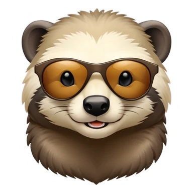 friendly anthropomorphised honey badger head and neck only, wearing sunglasses, different expression sticker