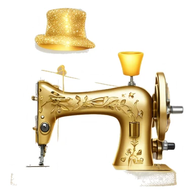 Gold and diamond King's Favorite Sewing Machine and mannequin with diamonds everywhere as if it glows like a personal gift from God sticker