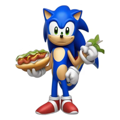 Sonic holding a chillidog sticker