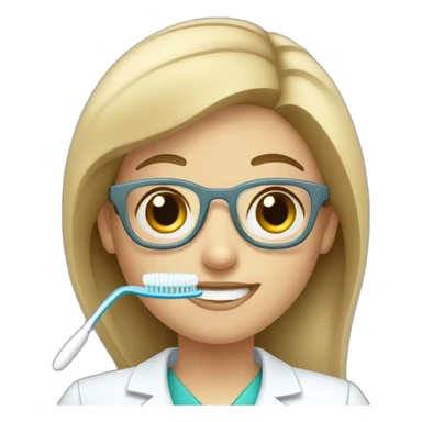 dentist girl with a toothbrush in his hand sticker