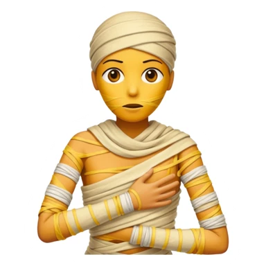 mummy wrapped in yellowed bandages, one arm stretched forward.
 sticker