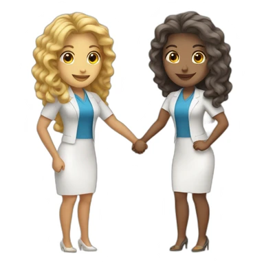 two greek white business women with different hair colors from each other shaking hands full bodies sticker