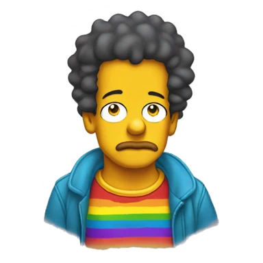 cute queer Simpson with make up and rainbow tshirt  sticker