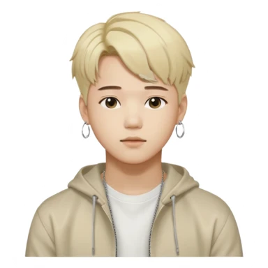 Illustrate a Korean male idol with blond dyed hair, earrings, casual streetwear & confident pose, inspired by Jimin of BTS. sticker