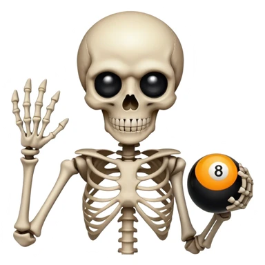 skeleton with an eight ball nine ball in eyes sticker