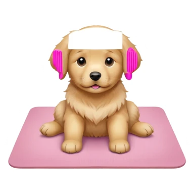 Funny Golden retriever puppy on light pink yoga mat sticker