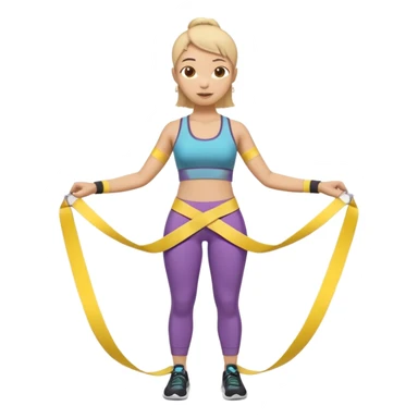 A 3D cartoon person measuring their waist with a yellow tape, casual fitness outfit, Memoji-style realism. close up. sticker