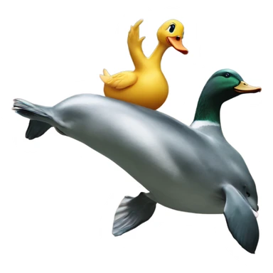Duck riding on top of dolphin  sticker