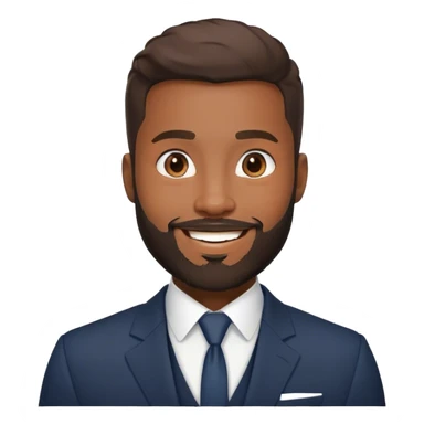 homme noir beau avec une belle barbe et en costume visage rond sourire beau sticker