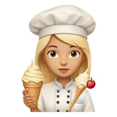 girl chef holding ice cream sticker