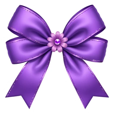 purple flower bow with glitter sticker