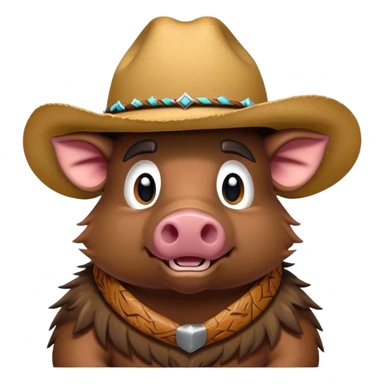 wild hawaiian boar wearing a cowboy hat sticker