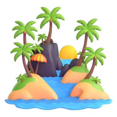 tropical island with palm trees and ocean sticker