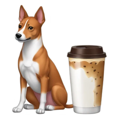 Gay Muscles / iced coffee / / dog// basenji  sticker