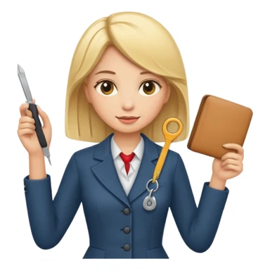 tailor woman holding measure blonde hair sticker