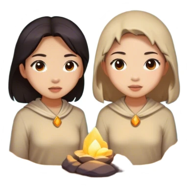 two asian girls in a cave sticker
