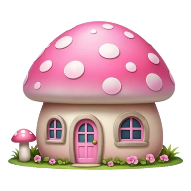 Girly pink tone cottage mushroom home sticker