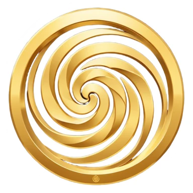 A smooth circular swirl of gold energy lines wrapping around the AYNI Gold logo at the center. Flat vector look, clean edges, and the phrase “AYNI Gold” subtly embedded in the swirl pattern. sticker
