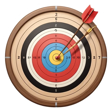 A close-up of a bowstring pulled taut with an arrow aimed at a target. The target's concentric rings are visible in the background, highlighting the focus and precision required for archery. The scene captures the grace and concentration of the sport. sticker