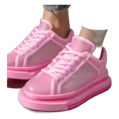 Ribber-trimmed mesh pvc sneakers crimsom sticker