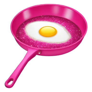 Hot pink frying pan with glitter cooking egg  sticker