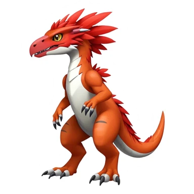 Furry feather-mane Cool Edgy shiny Digimon-Fakemon-Guilmon-Velociraptor full body   sticker