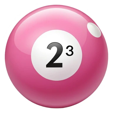 pink billiard ball with the number 23 inside a white circle sticker