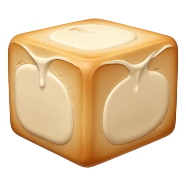small block or cube of fresh baker’s yeast, pale beige color, smooth and slightly crumbly texture, neat but softly pressed shape with faint lines or cracks suggesting moisture and softness, no packaging, bowl, or extras, soft lighting, subtle shadows, emoji scale sticker