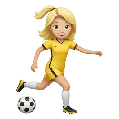 kids play soocer in yellow dress sticker