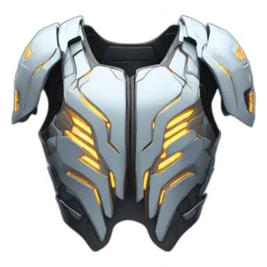 futuristic armored Omega Energy breastplate radiating omega energy sticker