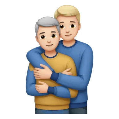 Two males hugging for comfort sticker