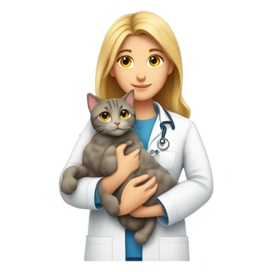cat cuddles veterinarian girl sticker