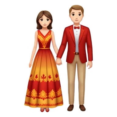 Elegant girl with a beautiful dress and man together in Montenegro sunset holding hands  sticker