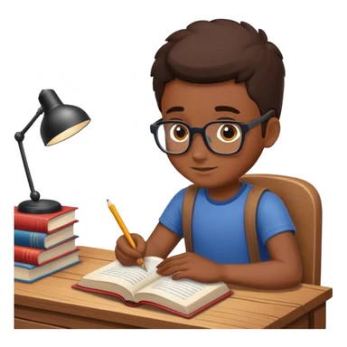 Student reading book at desk sticker