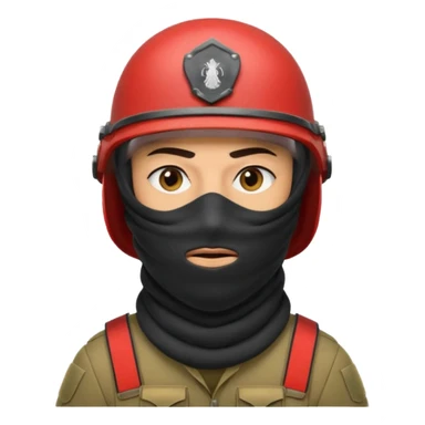 
an Iraqi soldier with a serious face, wearing a helmet and a balaclava covering his mouth sticker