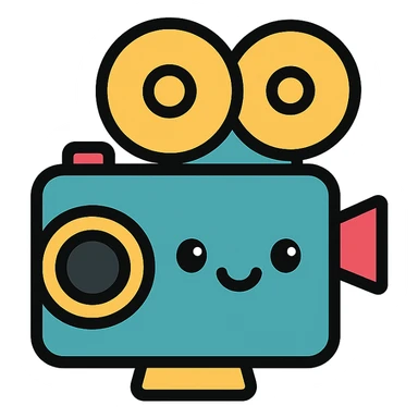 cute film camera, color outline style, cartoonish, friendly expression sticker