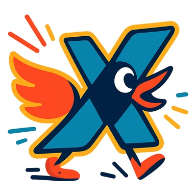 animated Twitter (X) logo, vibrant colors, dynamic motion, modern style sticker