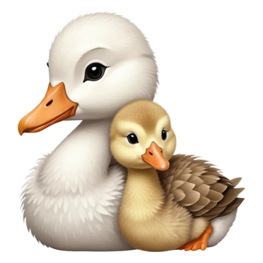 baby goose cuddling another baby goose  sticker
