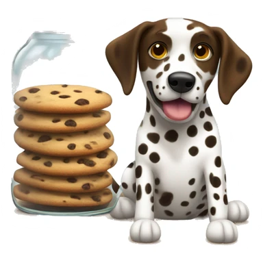 Brown Dalmatian next to a jar of cookies sticker