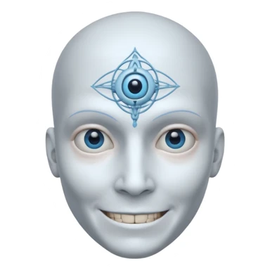 mutant test subject portrait, head and shoulders only, third eye on forehead, pale skin, creepy calm smile, lab experiment style, 3D cartoon, mobile game icon style, clean background, no text, no watermark

 sticker