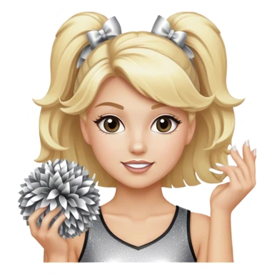 Cheerleader with blonde hair down holding Pom Pom’s wearing all silver and glitter sticker