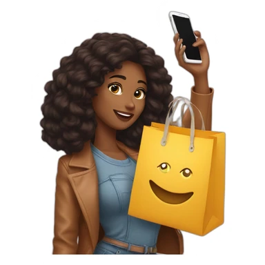 influencer taking selfie with a shopping bag sticker