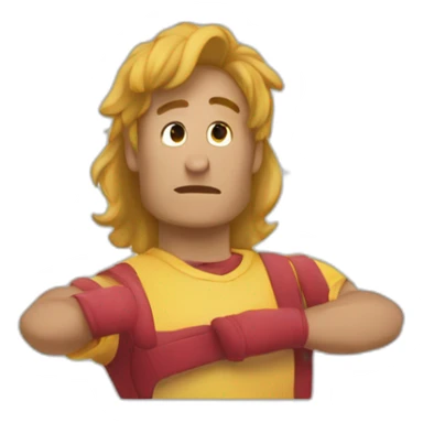 yo con poco pelo alzando los brazos de triunfo sticker