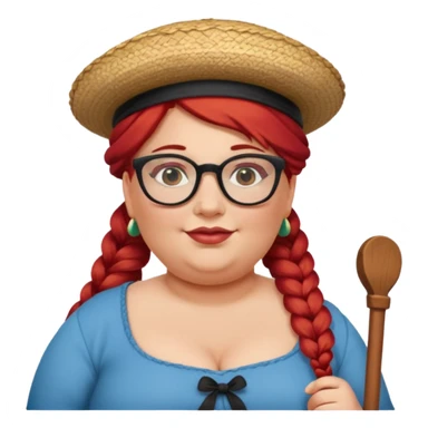 woman glassess, very fat venice gondolier with iconic hat and red hair woman braided sticker