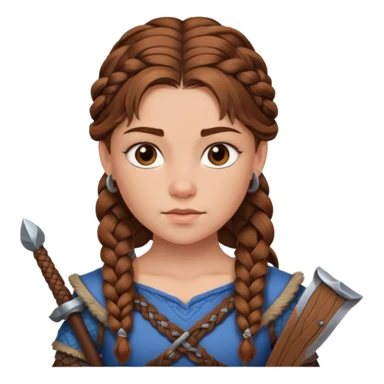 Girl viking brown hair sticker
