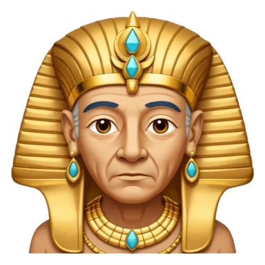 An aging pharaoh with deep wrinkles, elaborate gold jewelry, and a wise commanding gaze.
 sticker