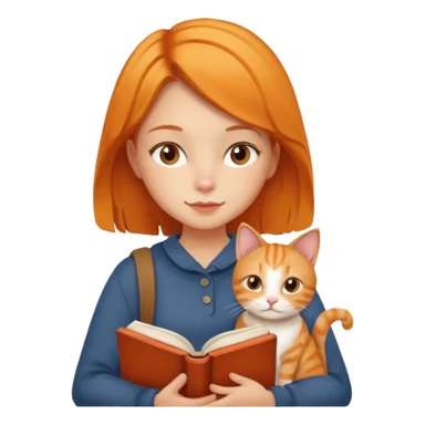 Girl with book and cat autumn vibe cozy sticker